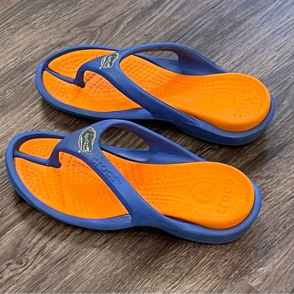 CROCS FLORIDA GATOR BLUE‎ & ORANGE UNISEX THONG SANDALS